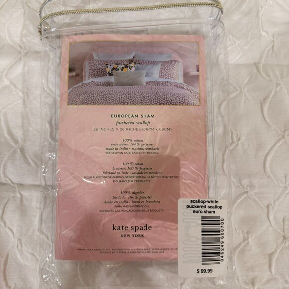 kate spade | European Sham | White Puckered Scallop | 26x26" - Picture 2 of 5